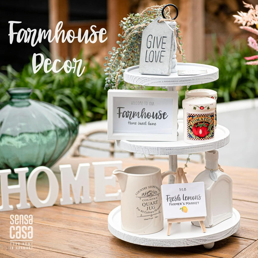 White Rustic 3 Tier Wood Tray N878814