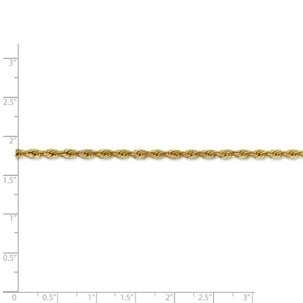 14kt Yellow Gold 3.0mm Semi-Solid Rope Chain 18 inch Lobster Clasp S243913
