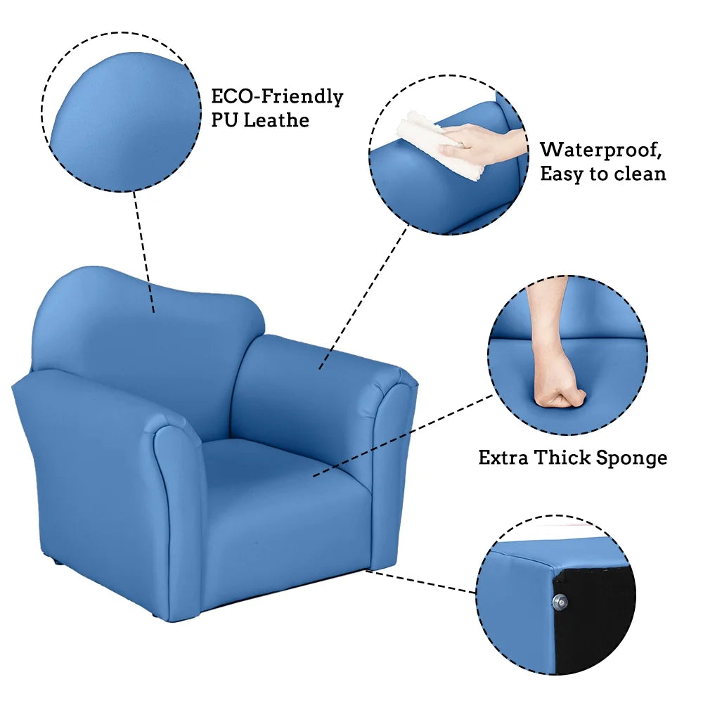 Kids Sofa with Ottoman PVC Leather Toddler Chair E5705