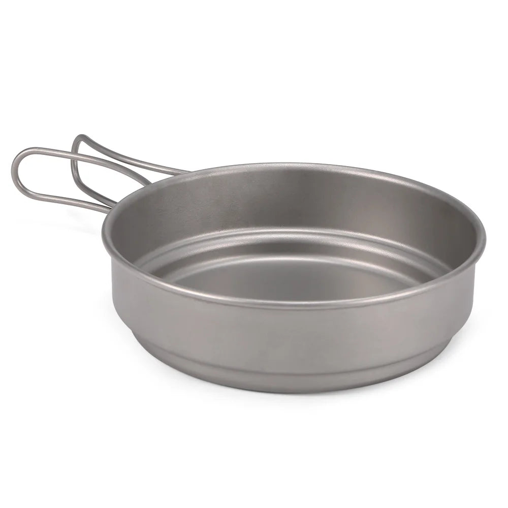 Titanium Cookware Set 1000ml 750ml Pot Pan Spoon Set E6491