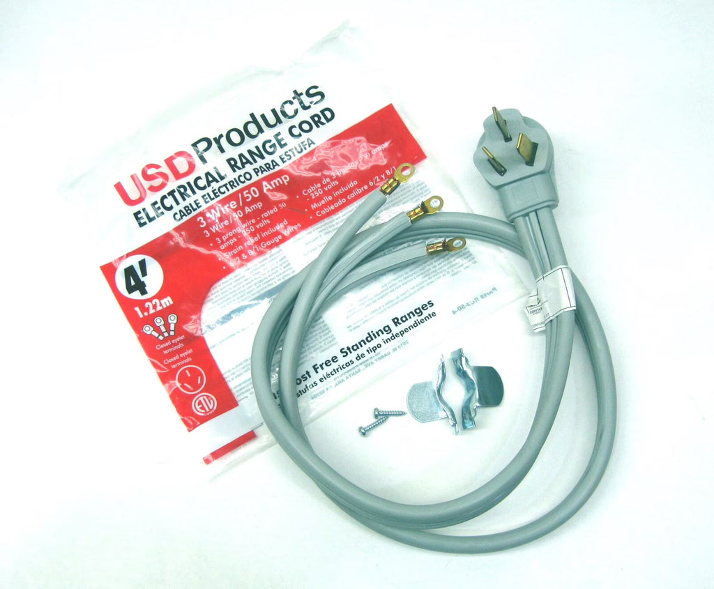50 Amp 4' Foot Electric Range Oven Power Cord 3 Prong H99034