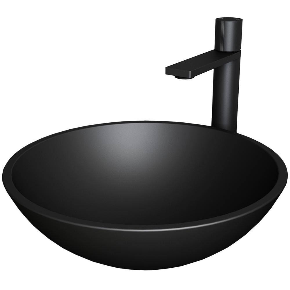 Matte Black Vessel Bathroom Sink and Faucet Y81743
