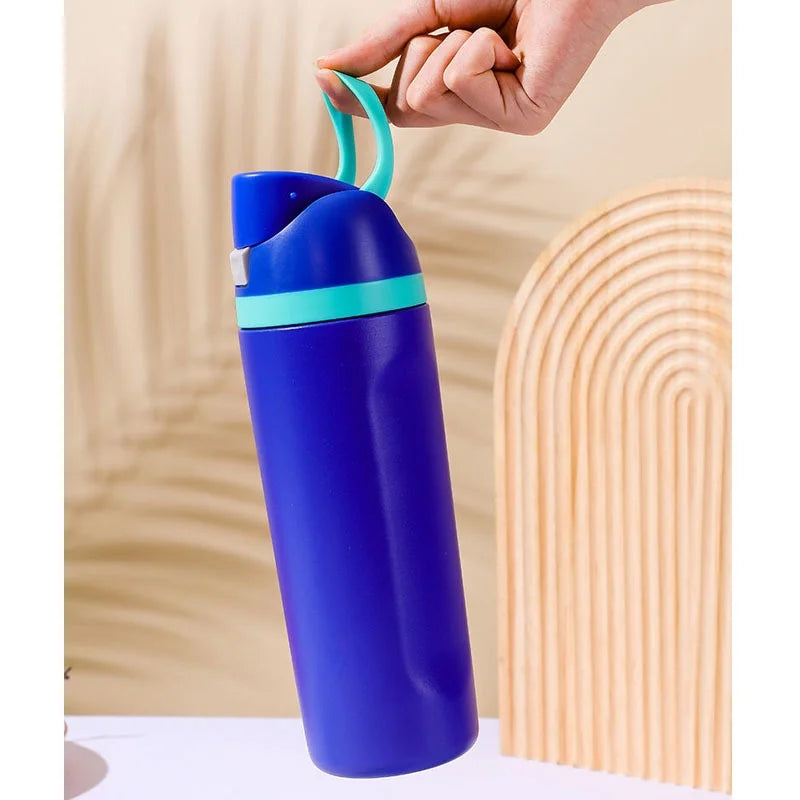 Blue Insulated Stainless Steel Water Bottle with Straw, 20oz Y70779
