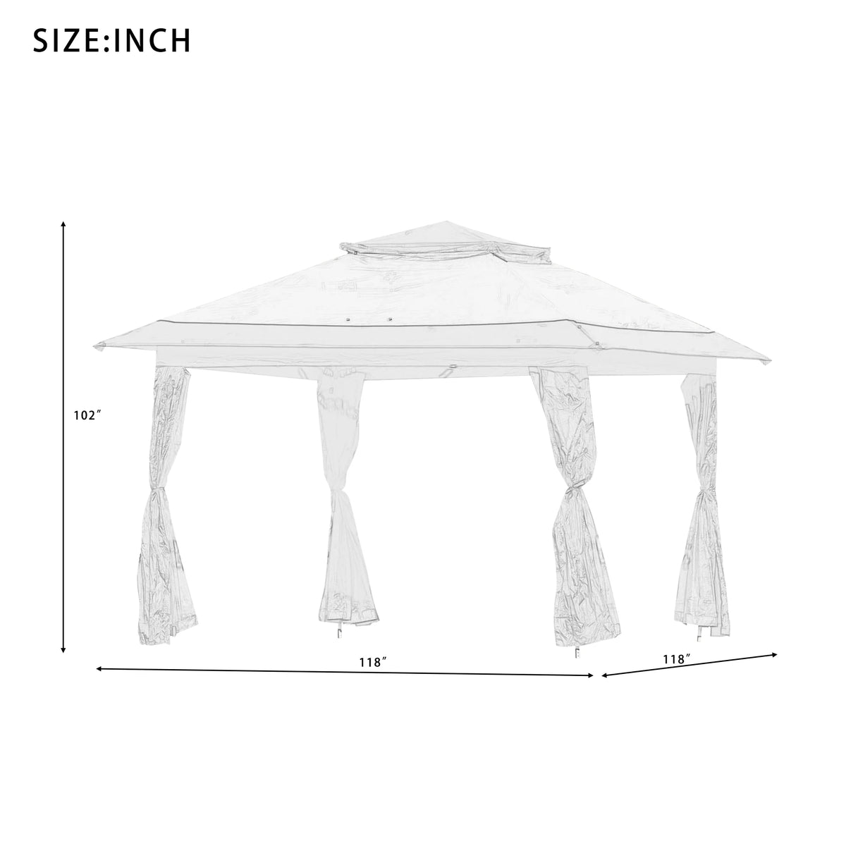 10' X 10' Outdoor Gazebo Tent with Metal Frame, khaki S170130