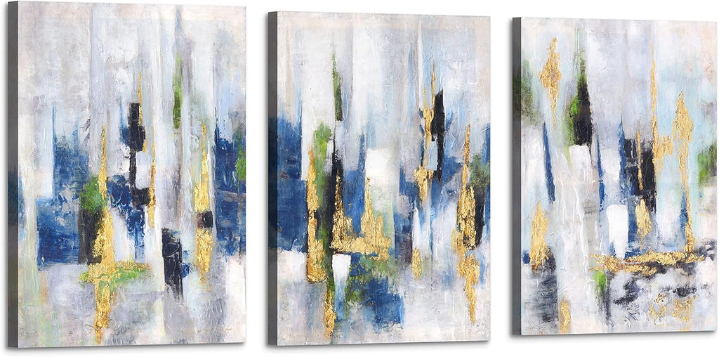 Blue Abstract 3 Piece Framed Canvas Wall Art 12X16 Inch Each G344276