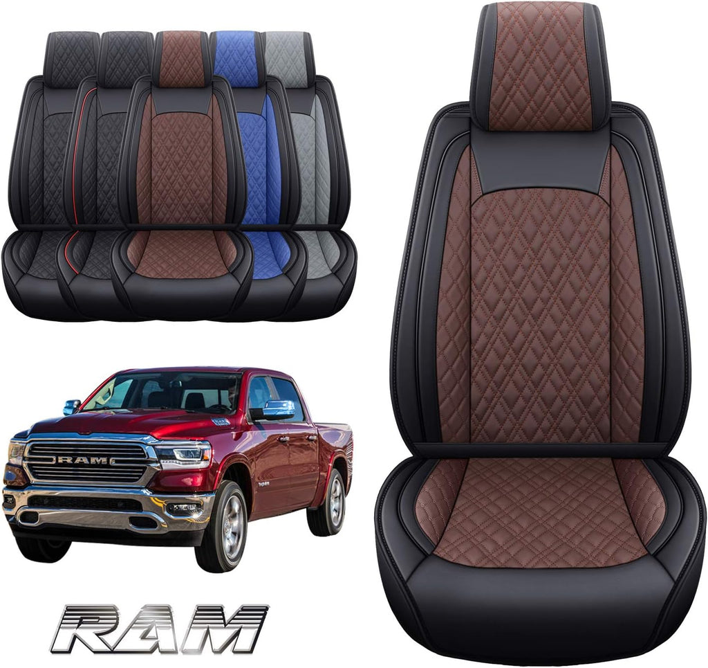 2 PCS Front Black-Red Waterproof Leather Car Seat Covers R474625