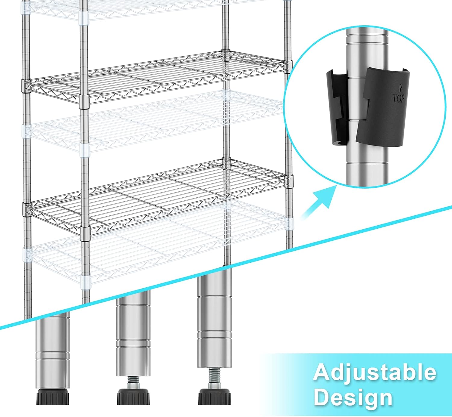 Chrome 5 Tier Rolling Metal Utility Cart A503027