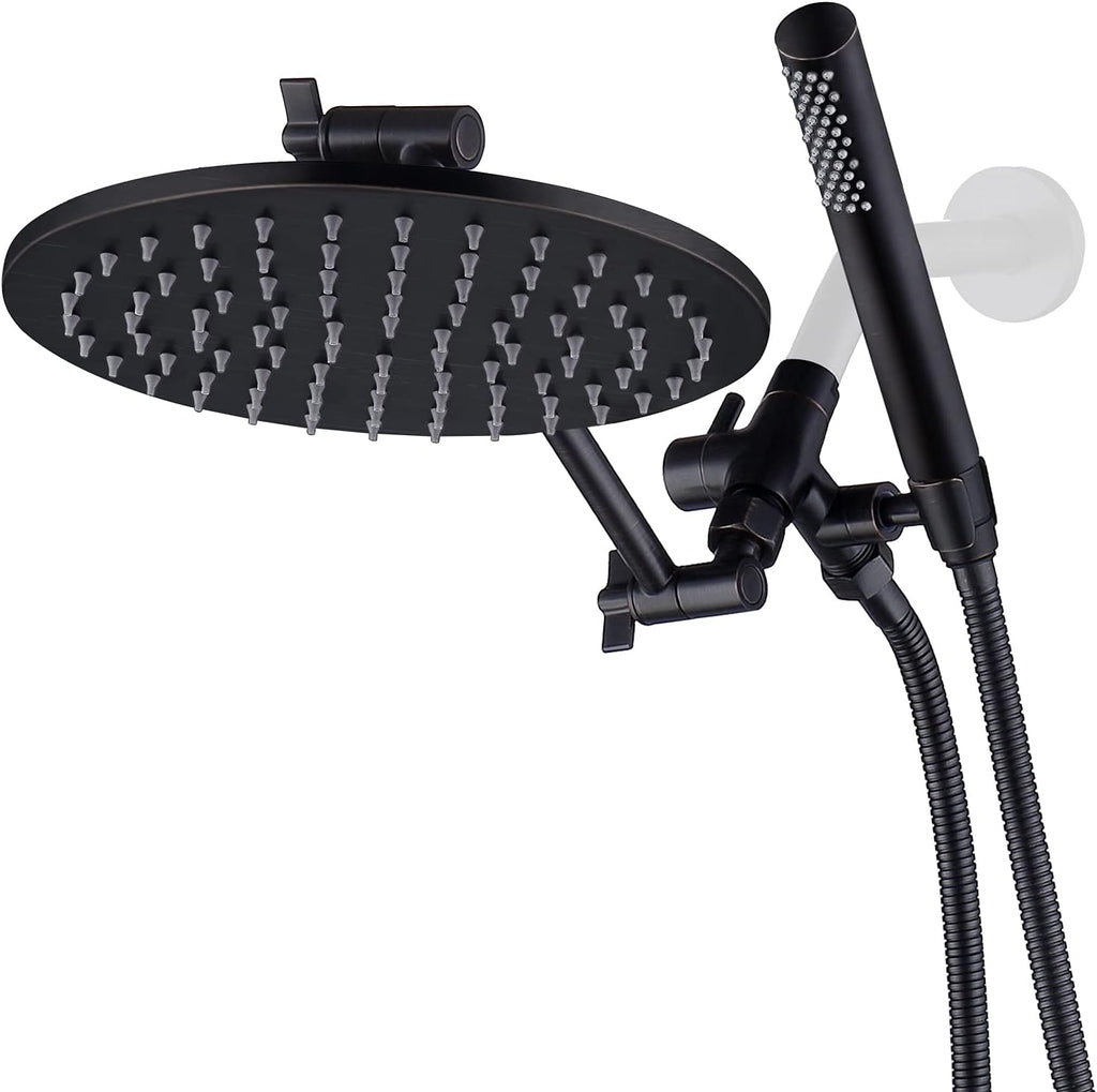 All Metal Dual Shower Head Combo with Adjustable Extender (Matte Black) Y35003