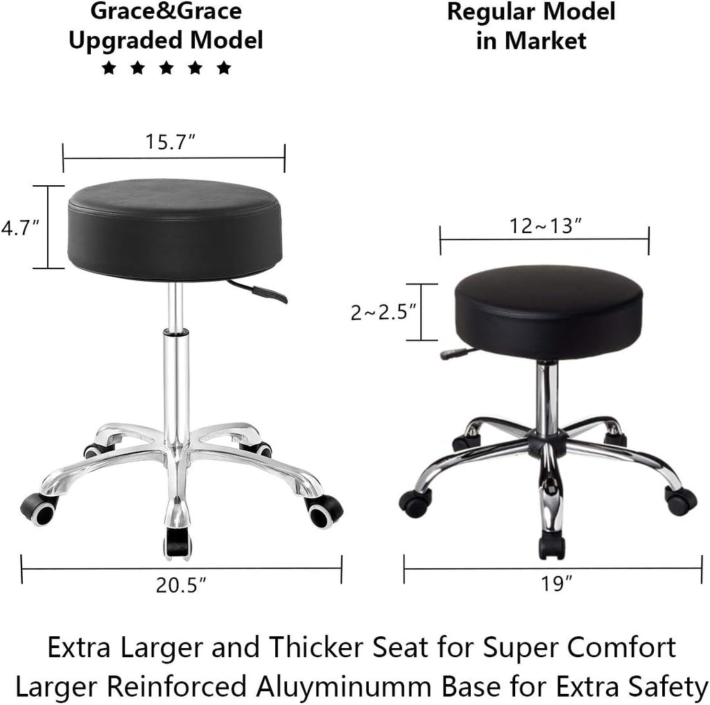 Height Adjustable Swivel Stool with Extra Large Seat (Black) T692825