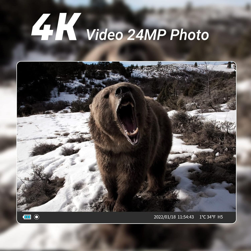 4K 24MP WiFi Game Camera with No Glow Night Vision IP66 Waterproof D61960