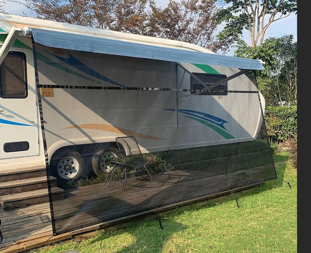 15'X8' Black Mesh RV Awning Shade Screen with Zipper I756