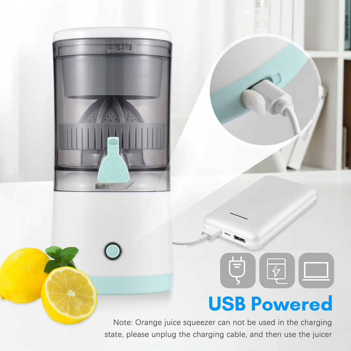 Electric Orange Juice Squeezer Portable Citrus Juicer USB Powered Detachable Washable F964