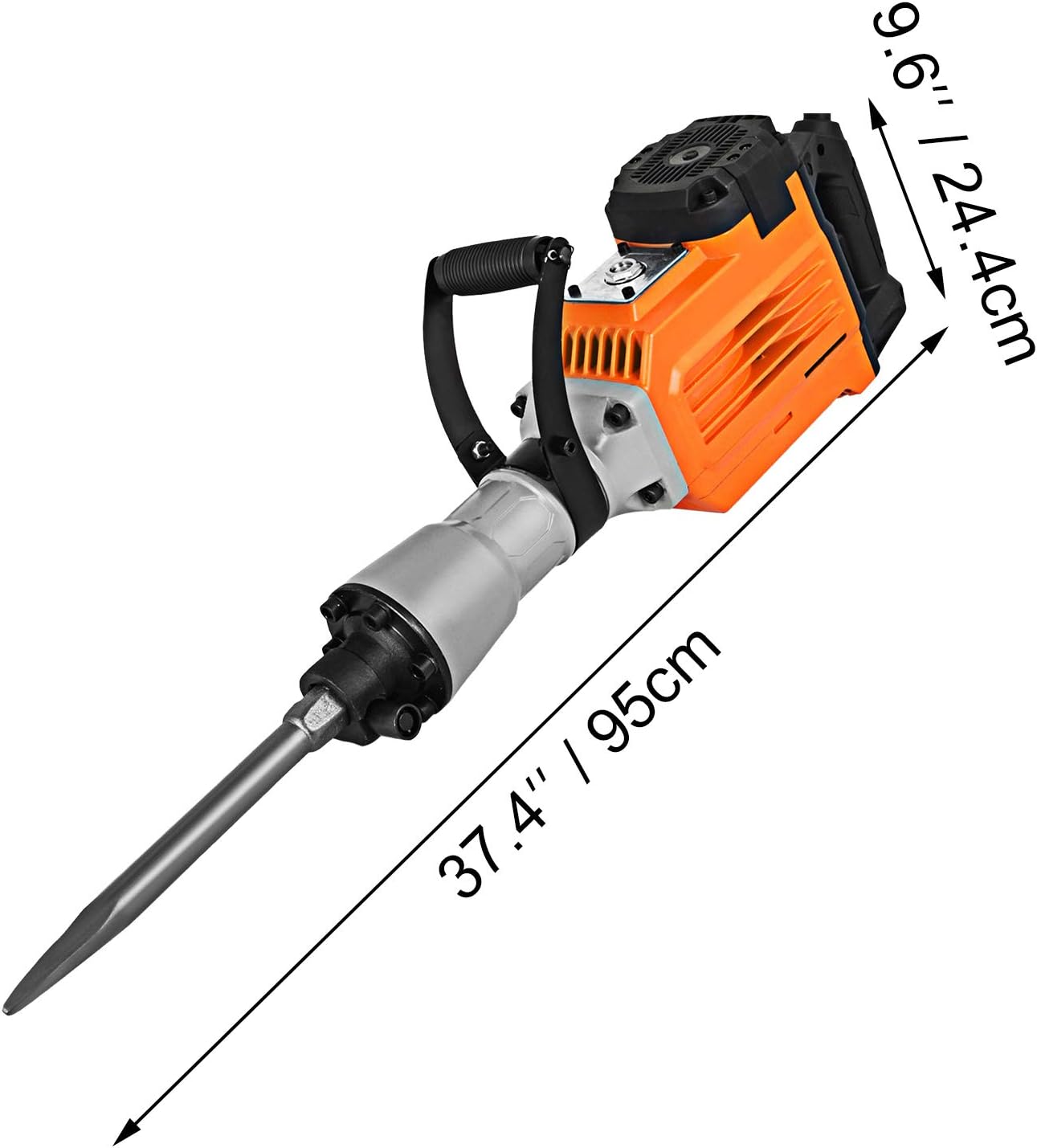 2200W Electric Demolition Hammer Concrete Breaker with Flat Chisel Bull Point Chisel D74700