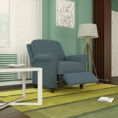 Caribbean Blue Chenille Polyester Manual Standard Recliner X2806