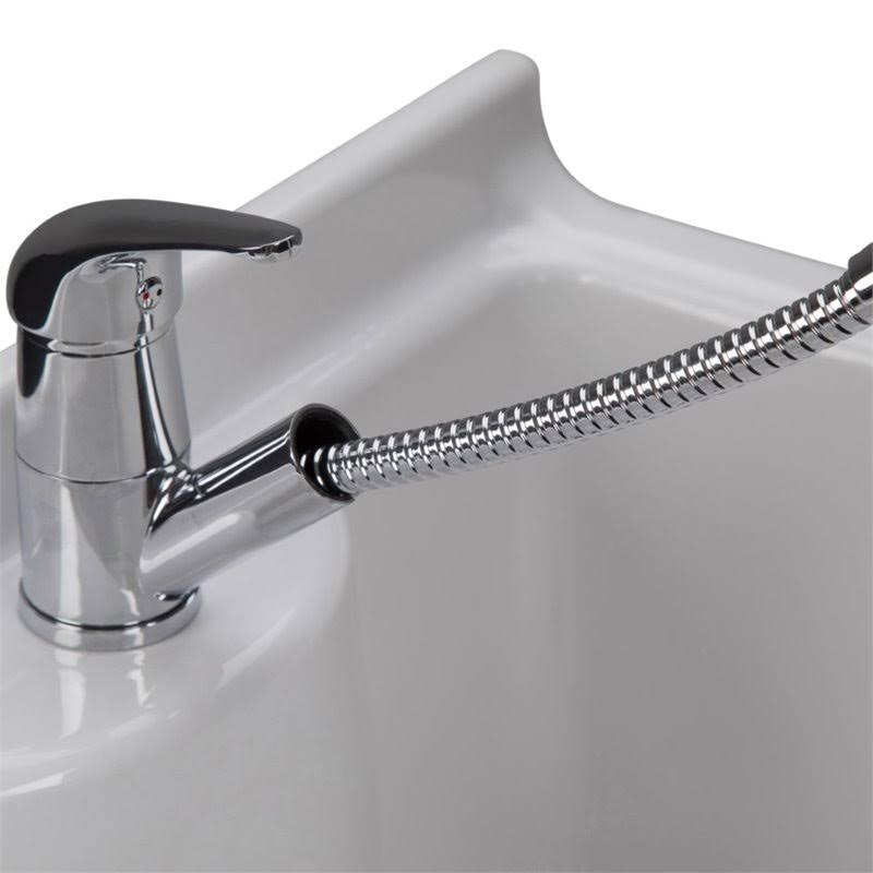 Laundry Cabinet with Pull-Out Faucet and ABS Sink, Pure White F1377