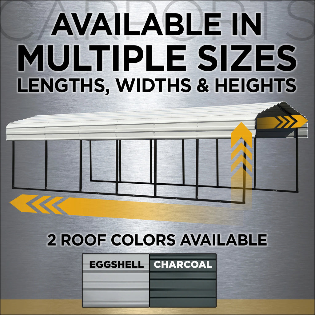 Galvanized Steel Carport Kit, 12' x 20' x 9' Z7361
