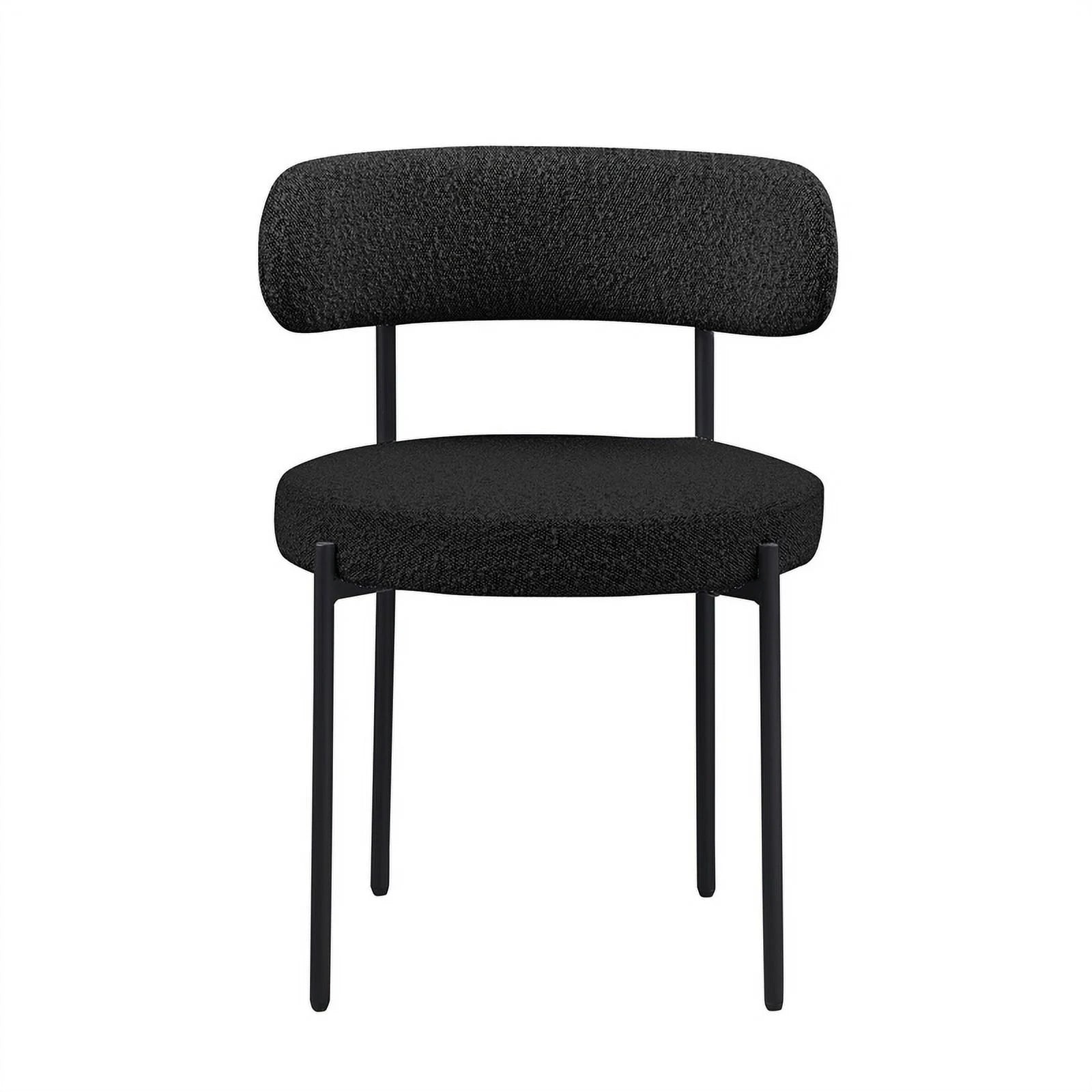 Boucle Fabric Dining Chairs Black Finish Set of 2 Y25682
