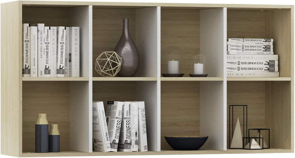 White and Sonoma Oak Book Cabinet Sideboard 26inch x11.8inch x51.2inch F324