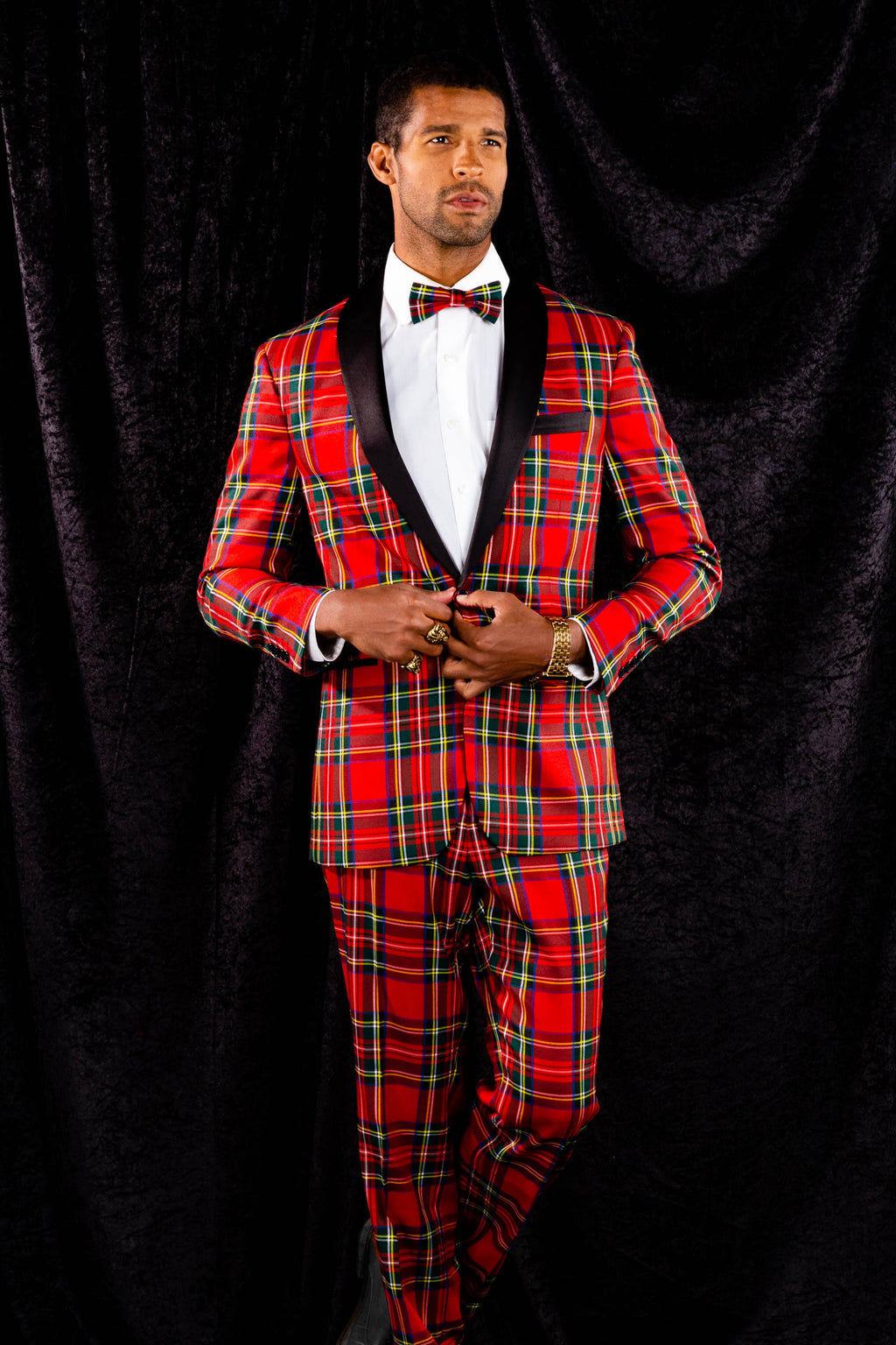 Tartan Plaid Tuxedo Size 40 Black/Red P994321