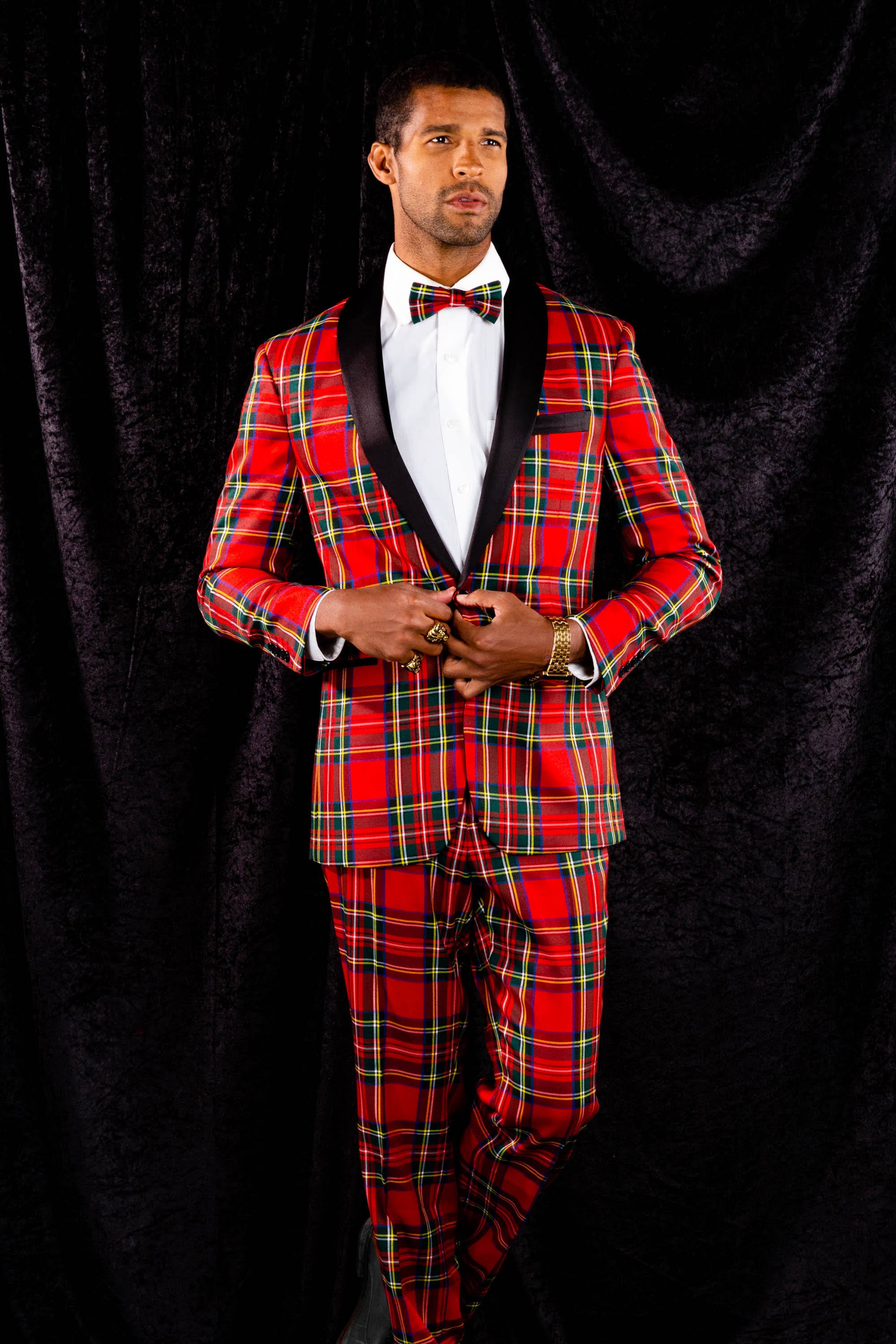 Tartan Plaid Tuxedo Size 40 Black/Red P994321