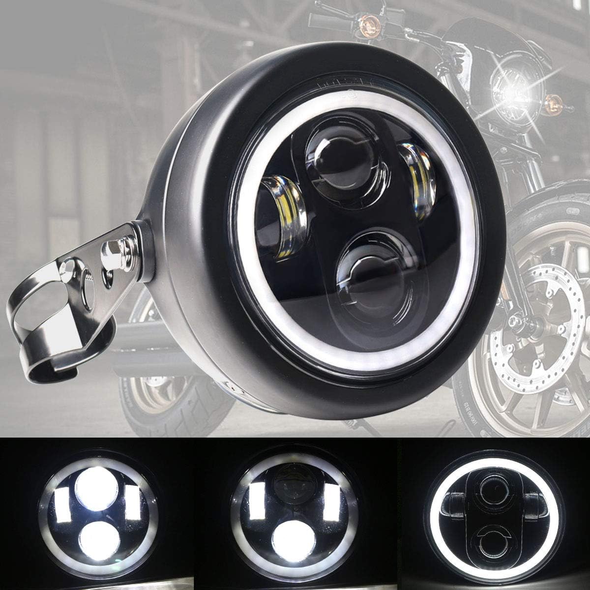 Red DRL LED Motorcycle Headlight with Headlight Housing Bucket F4143