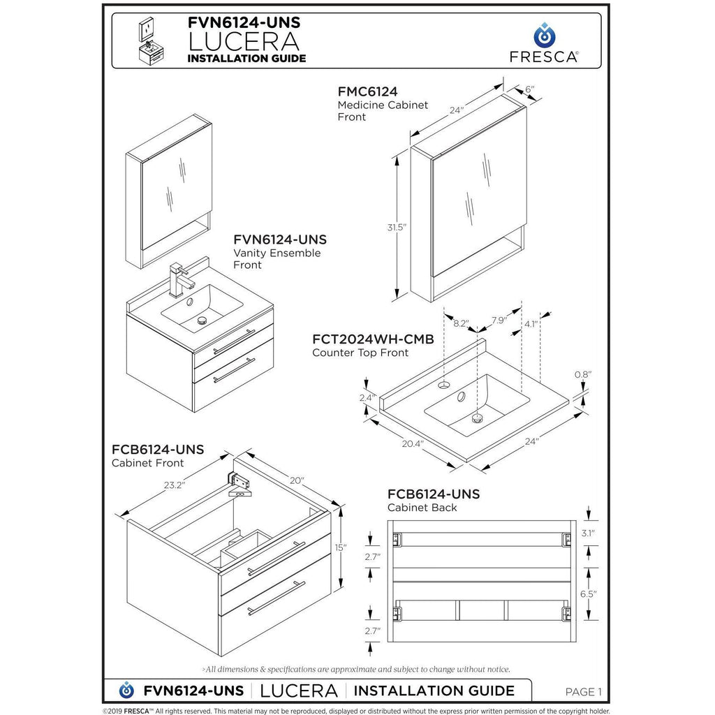 Espresso Wall Hung Undermount Bathroom Cabinet E8833