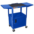 Blue Drop-Leaf Swivel Steel Utility Cart with Keyboard Shelf and Cabinet W140