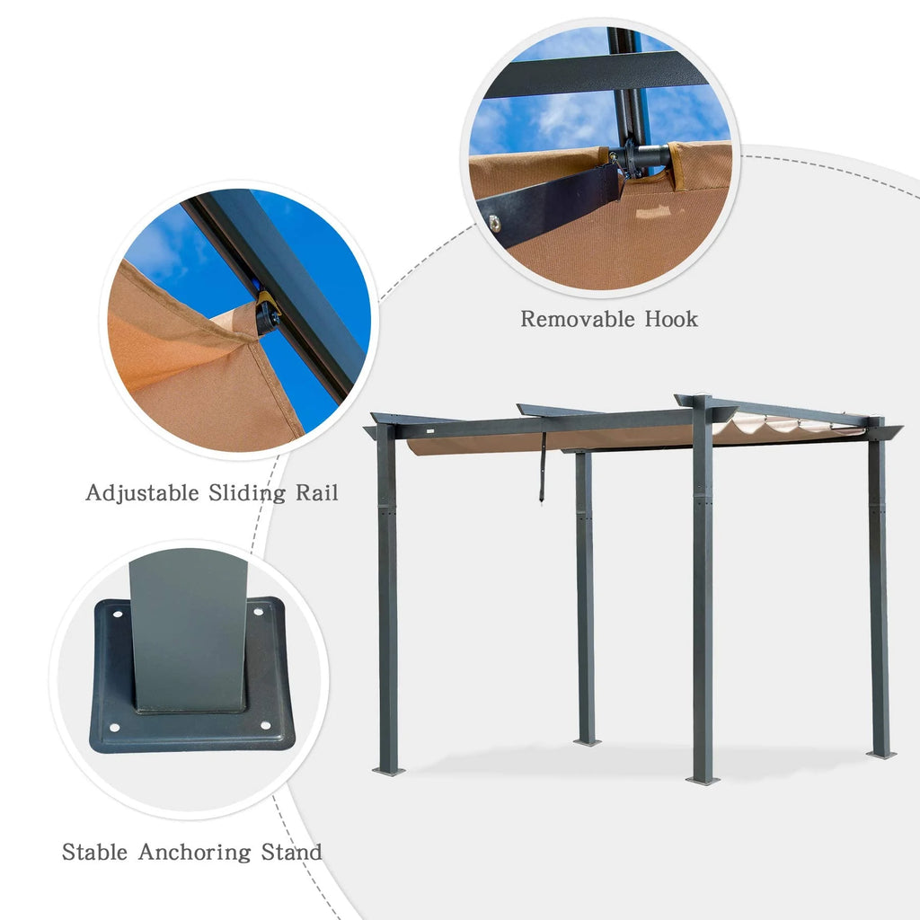 Retractable Pergola with Weather-Resistant Aluminum Canopy P951140