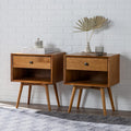 Caramel 2-Piece 1-Drawer Solid Wood Nightstand Set U938939