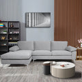 Grey Velvet Sectional Sofa with Metal Legs J330278