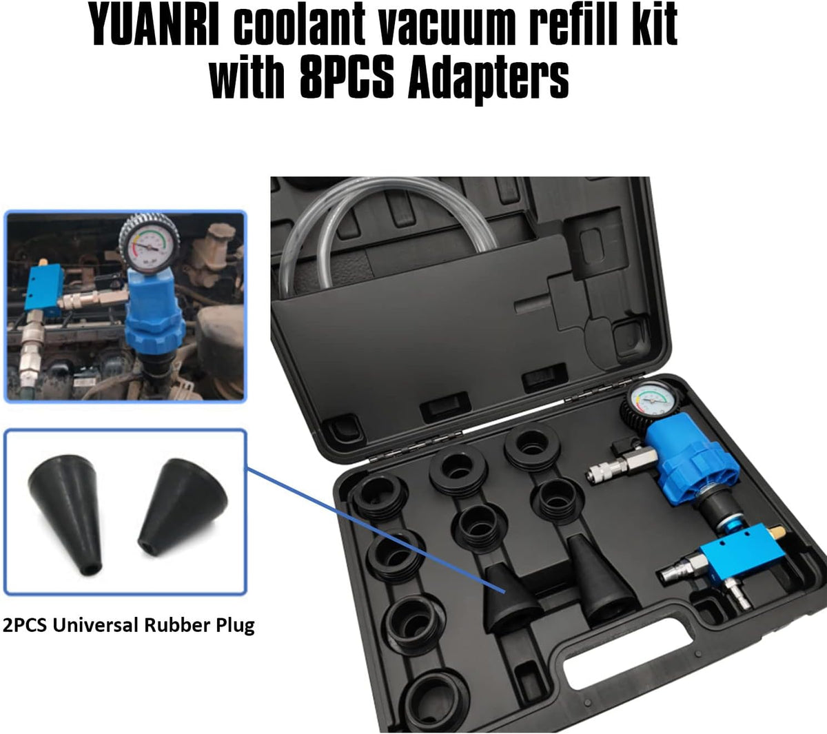 Coolant Vacuum Refill Kit with 8PCS Rubber Adapters Sleeves L265