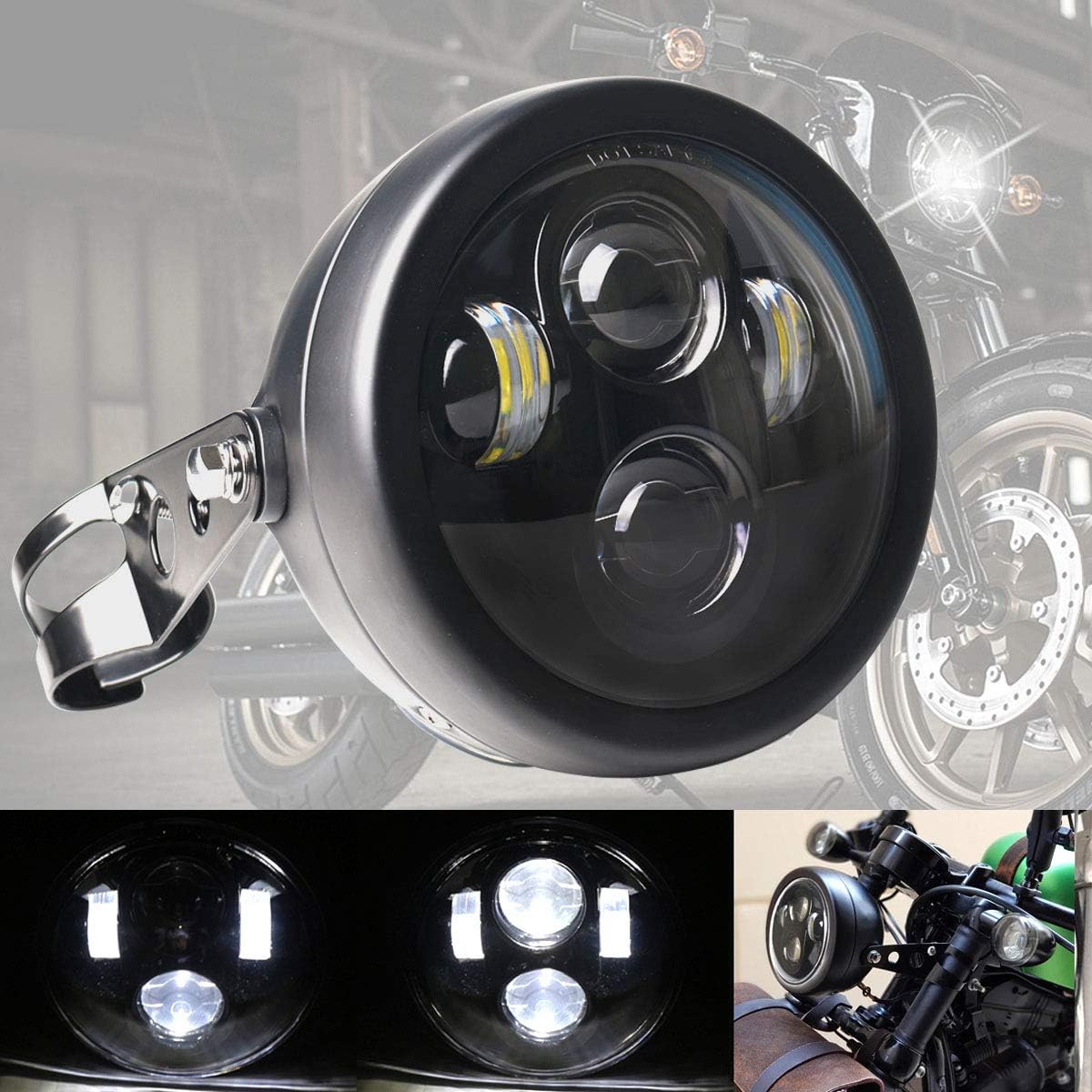 Red DRL LED Motorcycle Headlight with Headlight Housing Bucket F4143