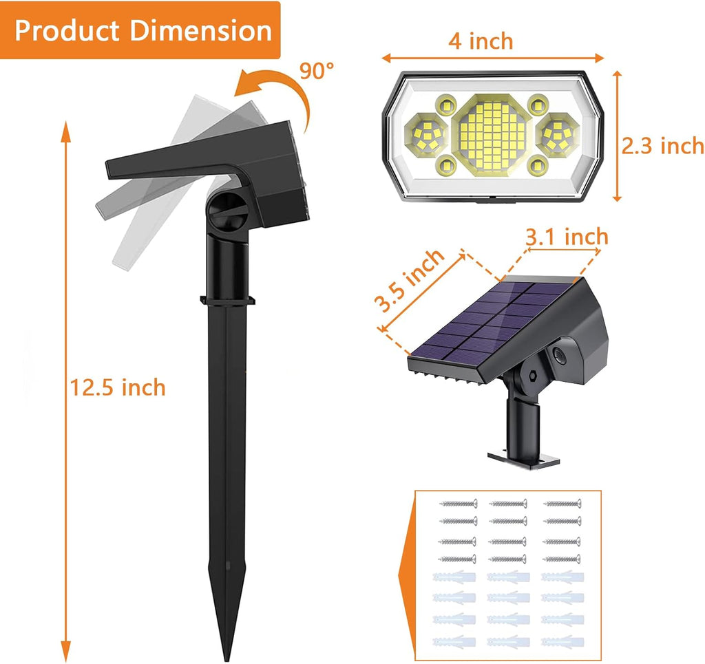 6 Pack Cold White 62 LED Solar Landscape Spotlights I3477