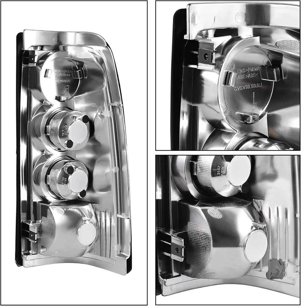 Chrome Housing Replacement Headlights + Smoke Lens Taillights Combo U5886