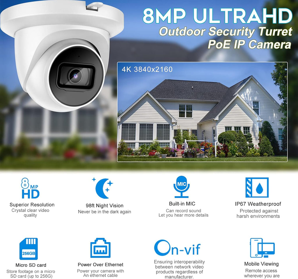6MP PoE IP Turret Camera with Built-in Mic V52807