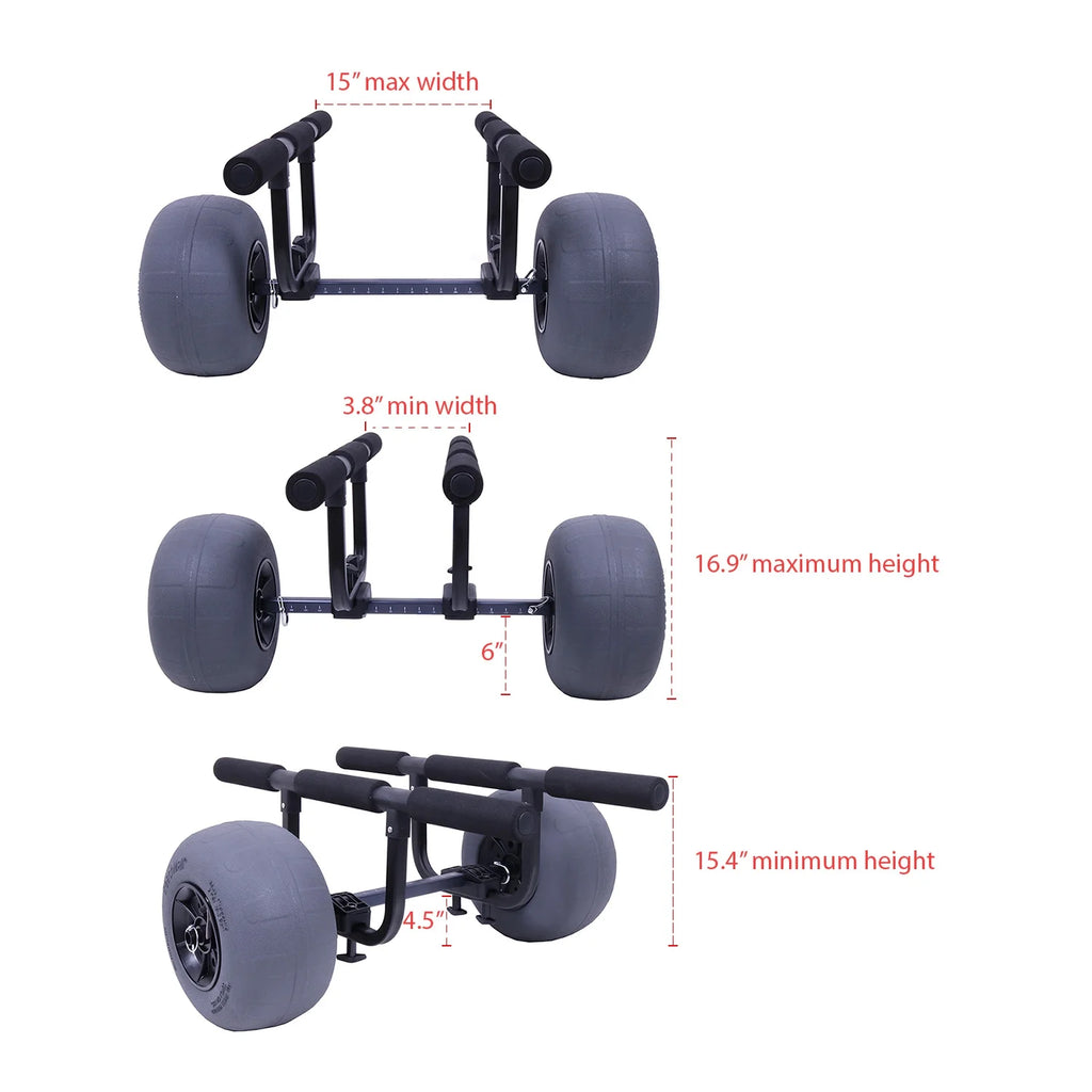 Heavy Duty Kayak Cart Dolly with Inflatable Balloon Beach Wheels, 330 lbs Weight Rating, Foldable Carrier, Adjustable Hull Bars E679207