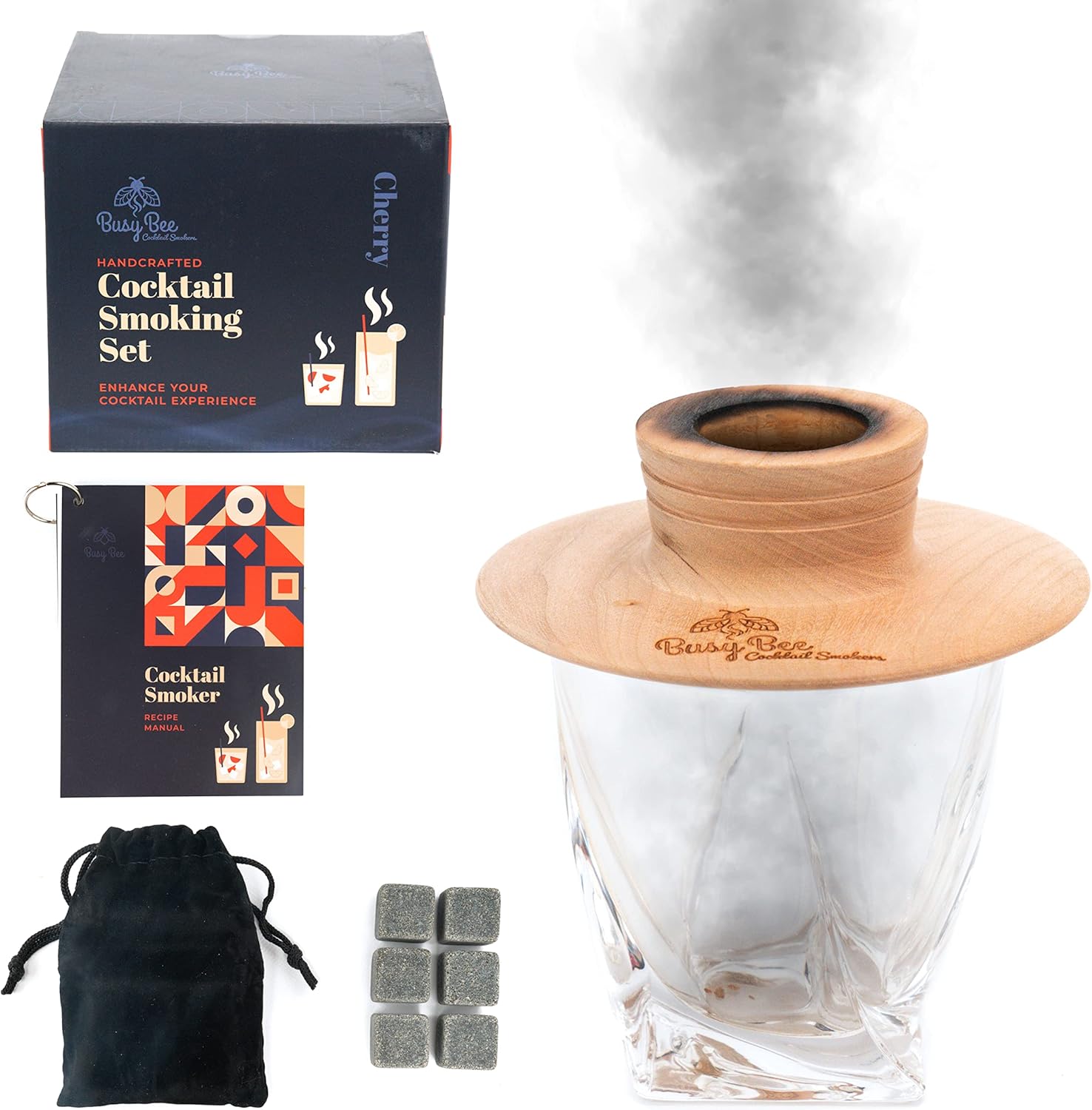 Oak Cocktail Smoker Mixology Bartender Kit with Torch, Whisky Glass & Whiskey Stone, Aromatic Woods Pack of 2 X3059