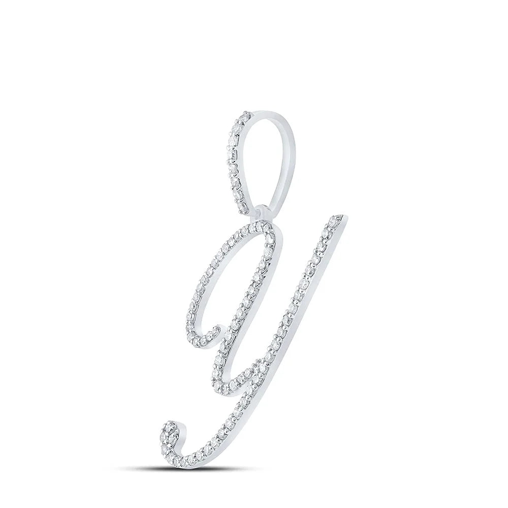 10kt White Gold Diamond Initial Letter Pendant B648