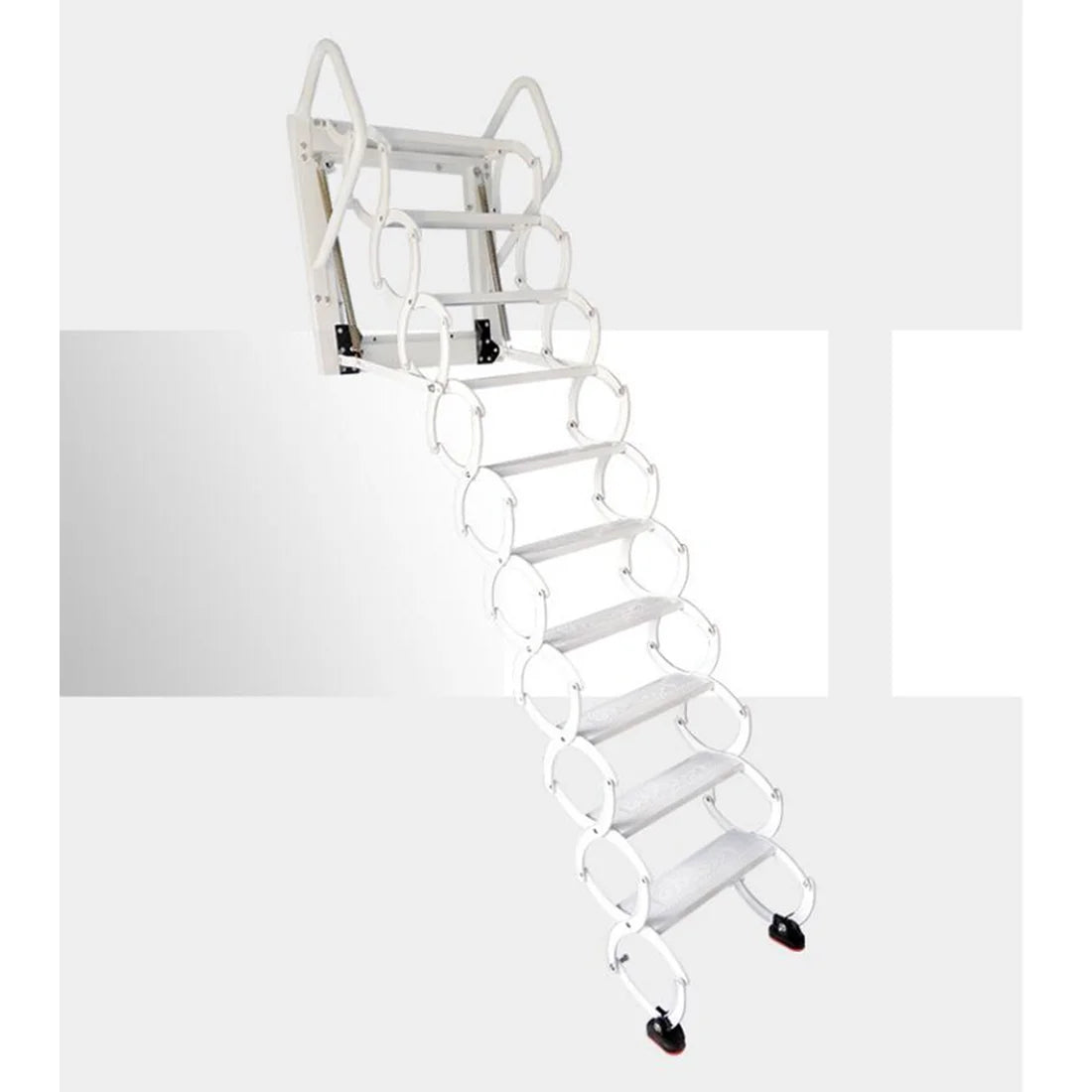 White Al-mg Alloy Wall Mounted Folding Attic Ladder P44986