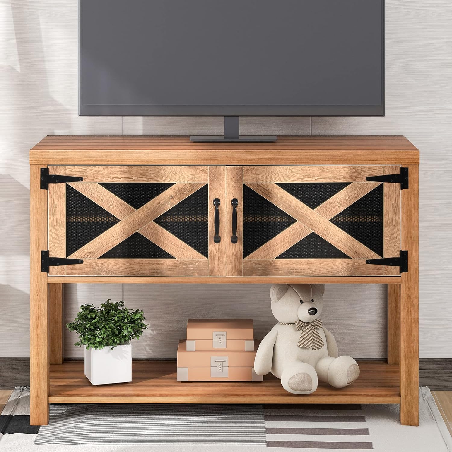 Espresso Wood Console Table with 2 Drawers, 2 Cabinets, 1 Shelf O708
