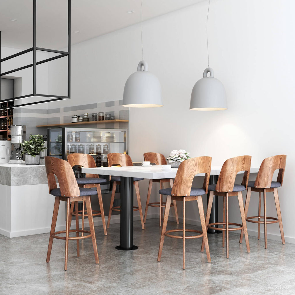 Walnut & Dark Gray Barstool (Set of 2) R978