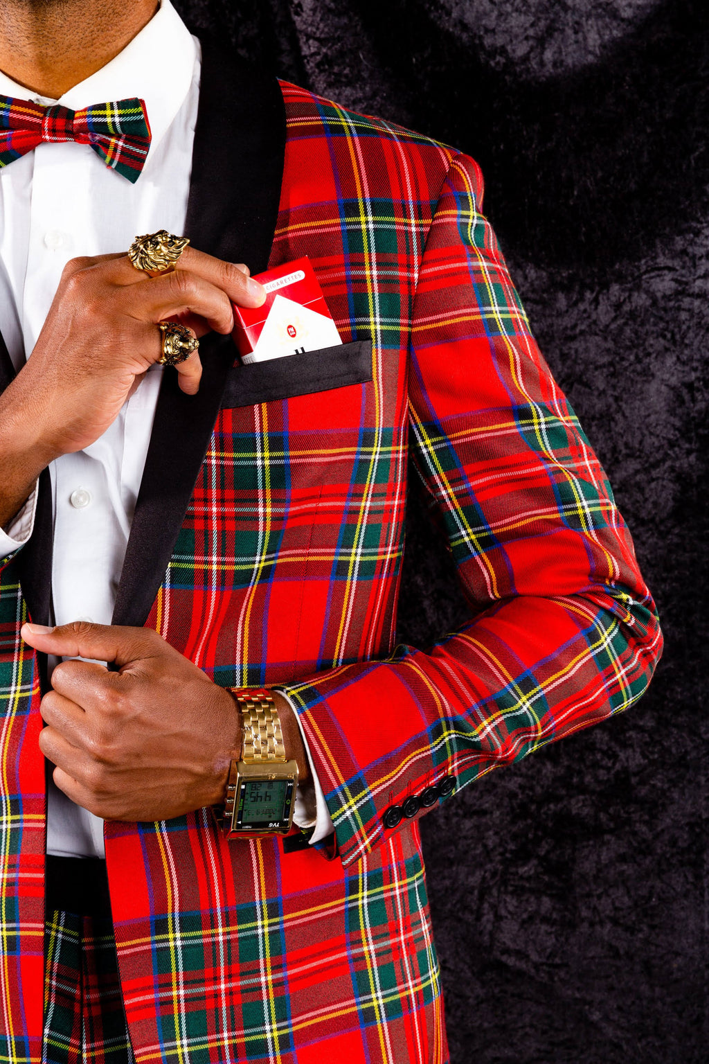 Tartan Plaid Tuxedo Size 40 Black/Red P994321