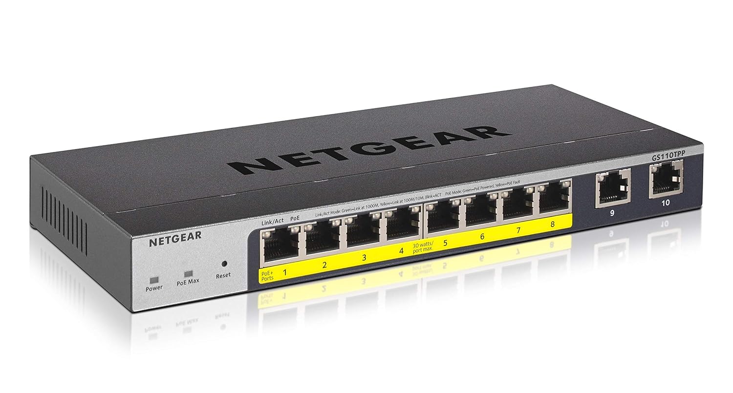 10-Port Gigabit Ethernet Smart Managed Pro PoE Switch with 8 x PoE+ 120W P5548