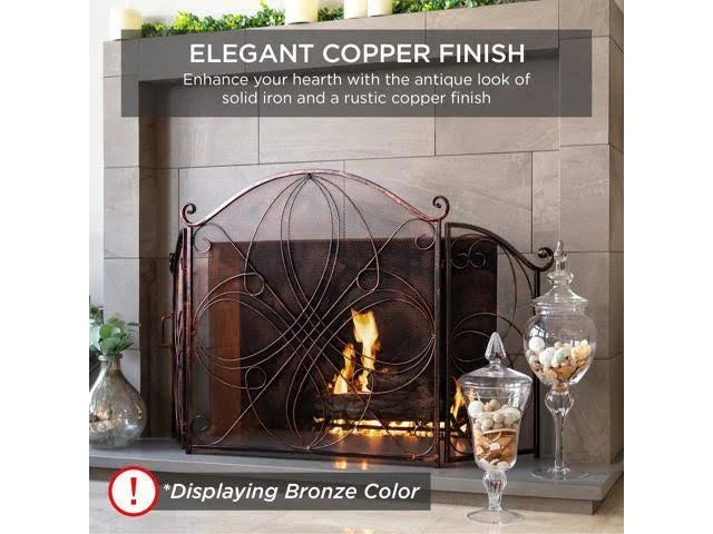 Pewter Wrought Iron Fireplace Safety Screen Spark Guard Cover S872