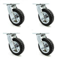 6' x 2' Black Pneumatic Rubber Wheel Swivel Casters (Pack of 4) A501
