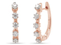 1 Carat Round Cut Lab Created Moissanite Five Stone Hoop Earrings In 14K Rose Gold Over Sterling Silver K34721