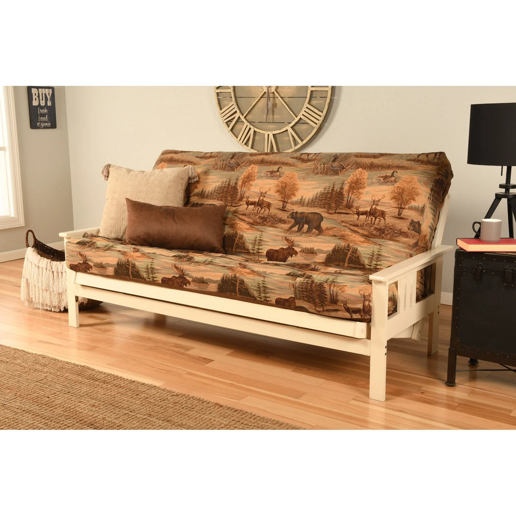 Antique White Finish Sofa with Removable Mattress Cover M87373