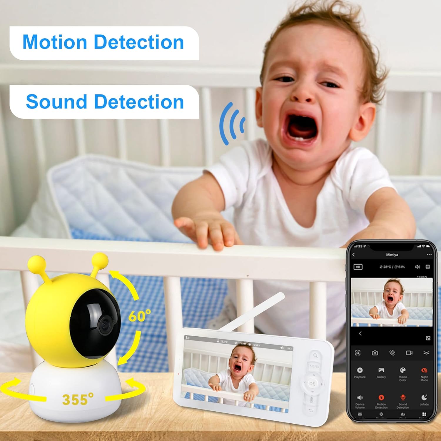 5" WiFi Baby Monitor with Camera and Audio, 1080p Camera and 720p Display S570422