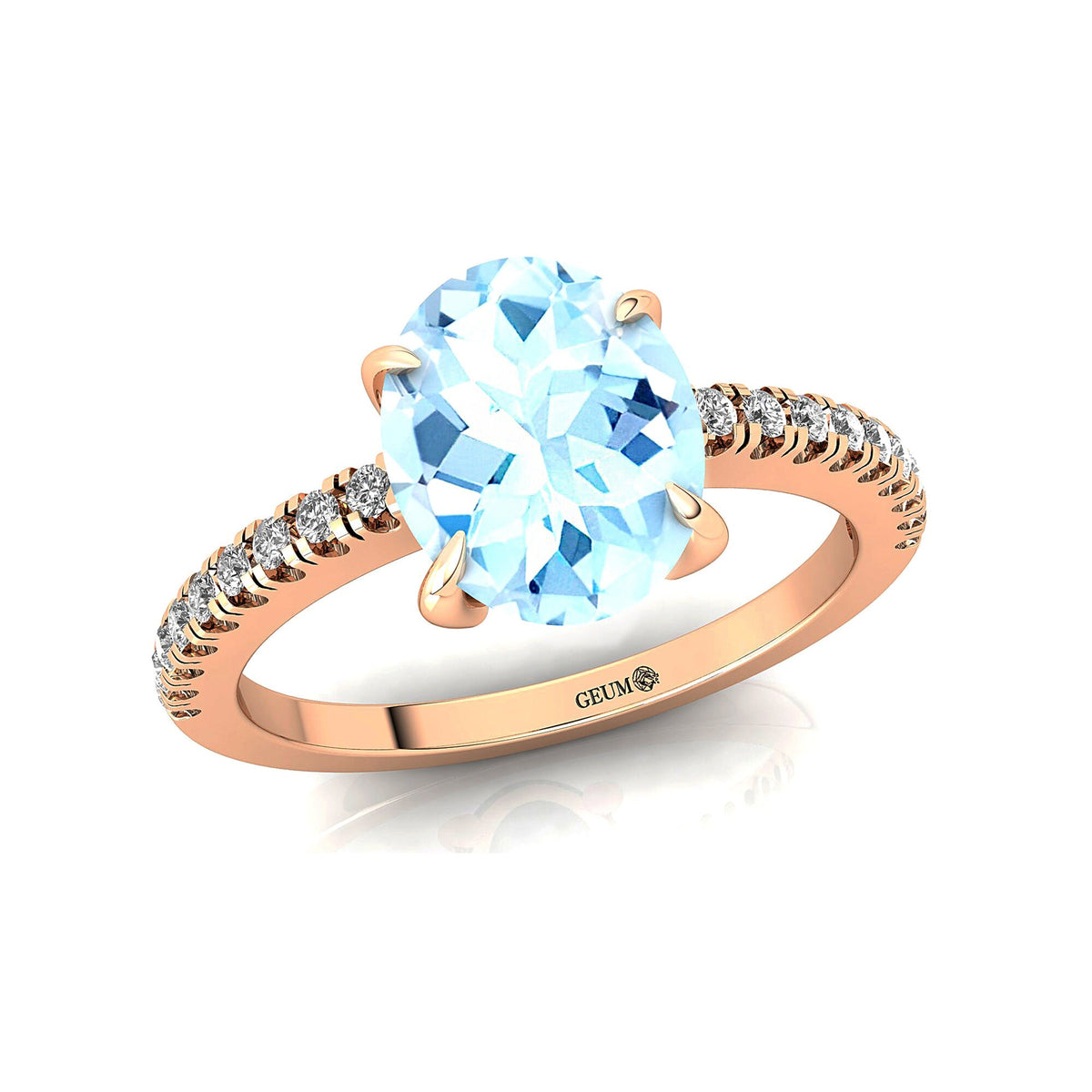 Aquamarine Diamond 14k Solid Gold Ring R37446