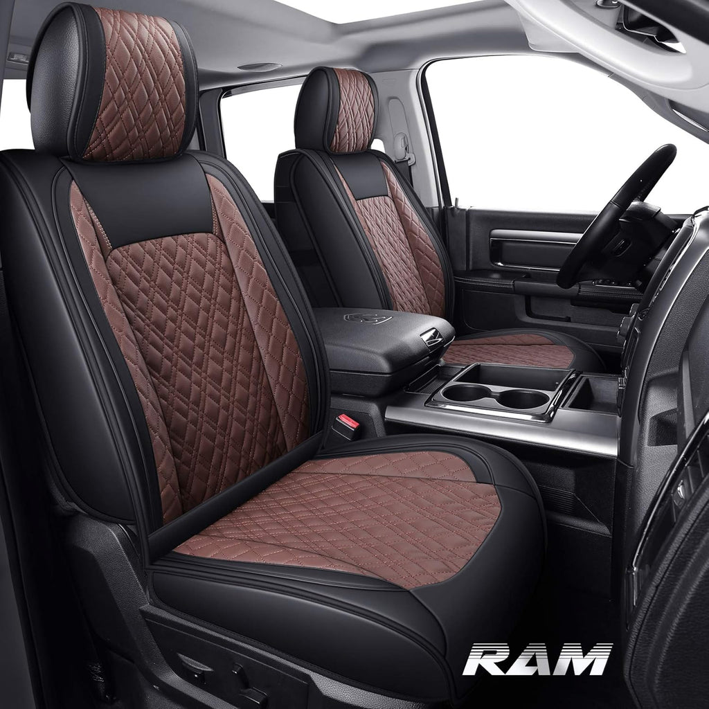 2 PCS Front Black-Red Waterproof Leather Car Seat Covers R474625